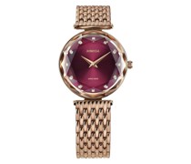 Schweizer Uhr  Metall bordeaux gemustert
