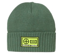 Gerippte Unisex-Beanie Damen khaki bedruckt