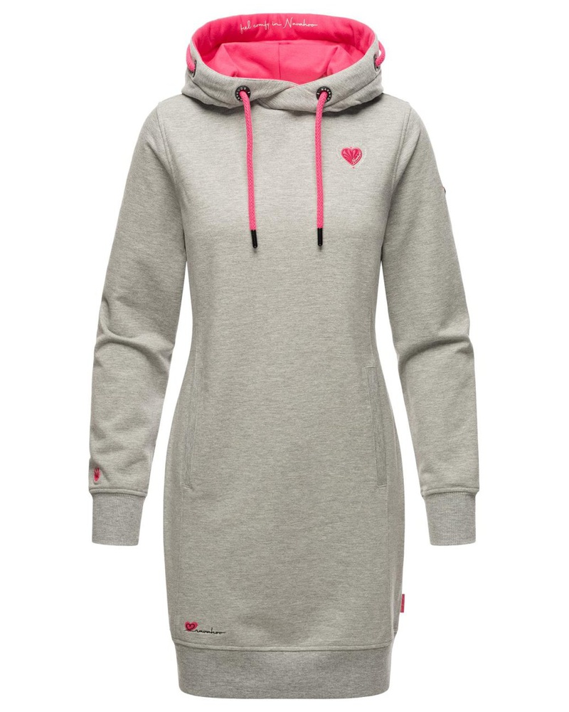 NAVAHOO Damen Strickkleid Baumwolle kitt