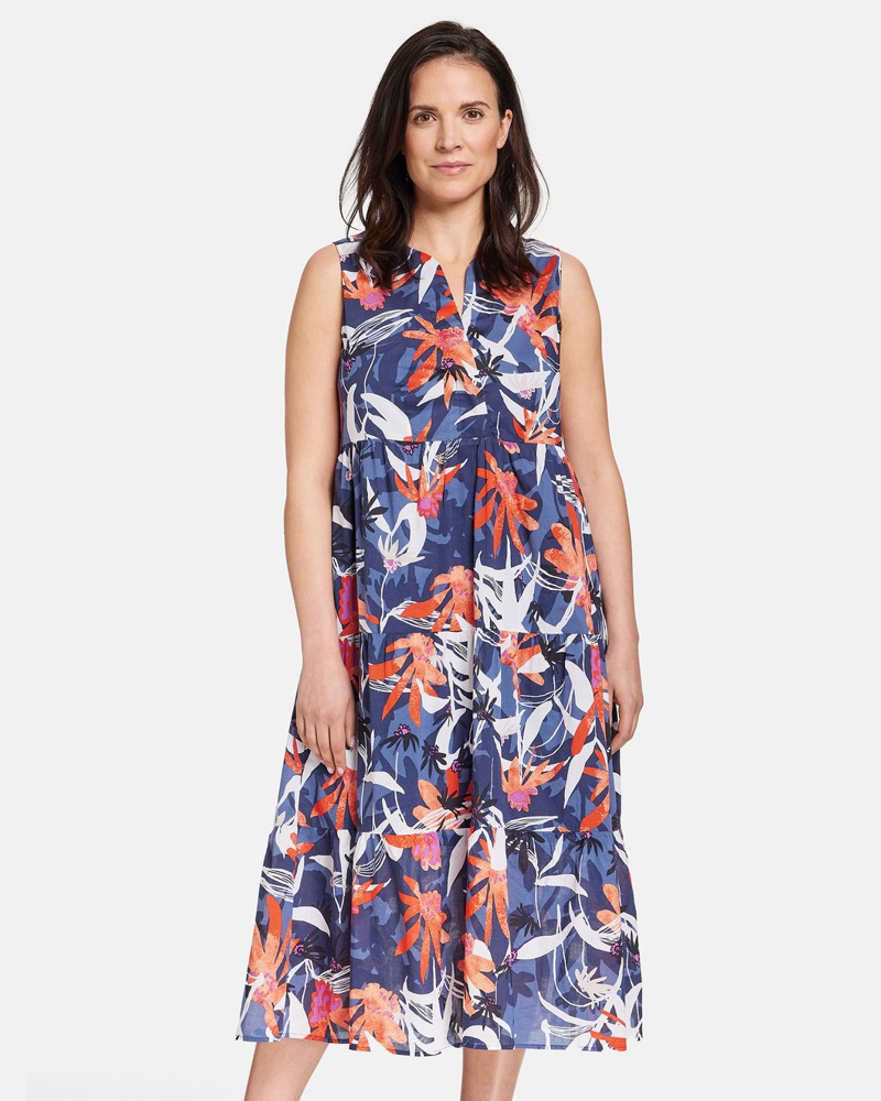 Gerry Weber Damen Midikleid Baumwolle gemustert