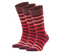 Socken 3er Pack  Baumwolle bordeaux gestreift