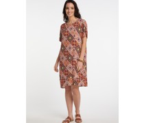Sommerkleid mit Ethno-Print  Viskose rot gemustert