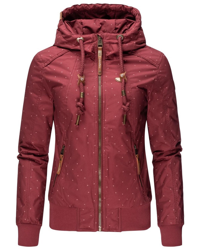 Ragwear Damen Winterjacke bordeaux gemustert