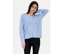 Strick-V-Pullover  Wolle hell
