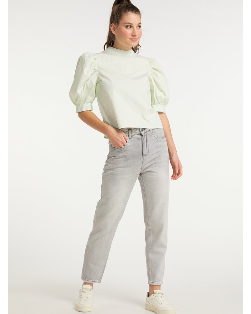 My Mo Damen Shirtbluse Baumwolle mint
