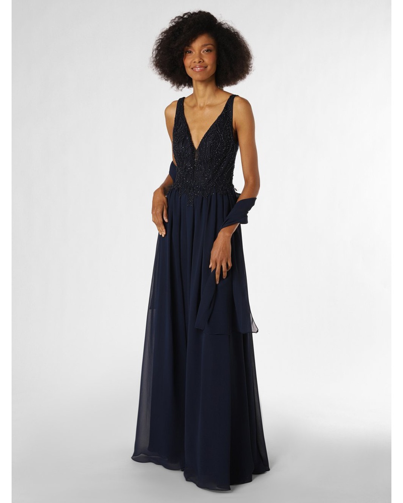 Unique Damen Abendkleid mit Stola marine