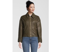 Bomberjacke  Leder oliv