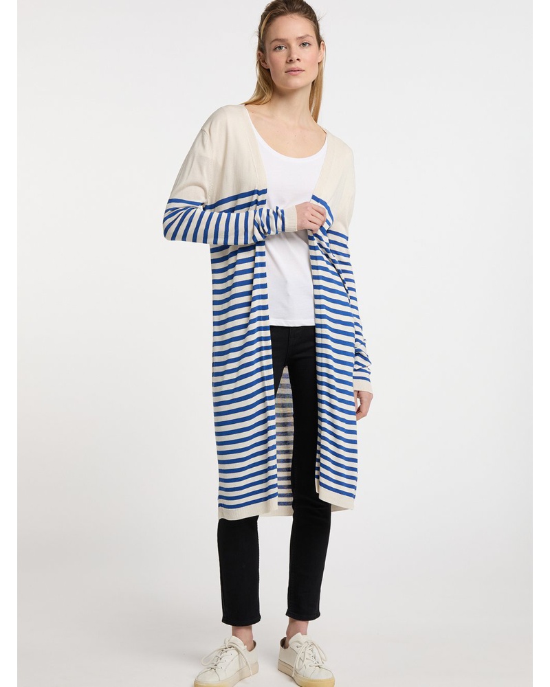 DreiMaster Damen Cardigan Viskose blau gestreift