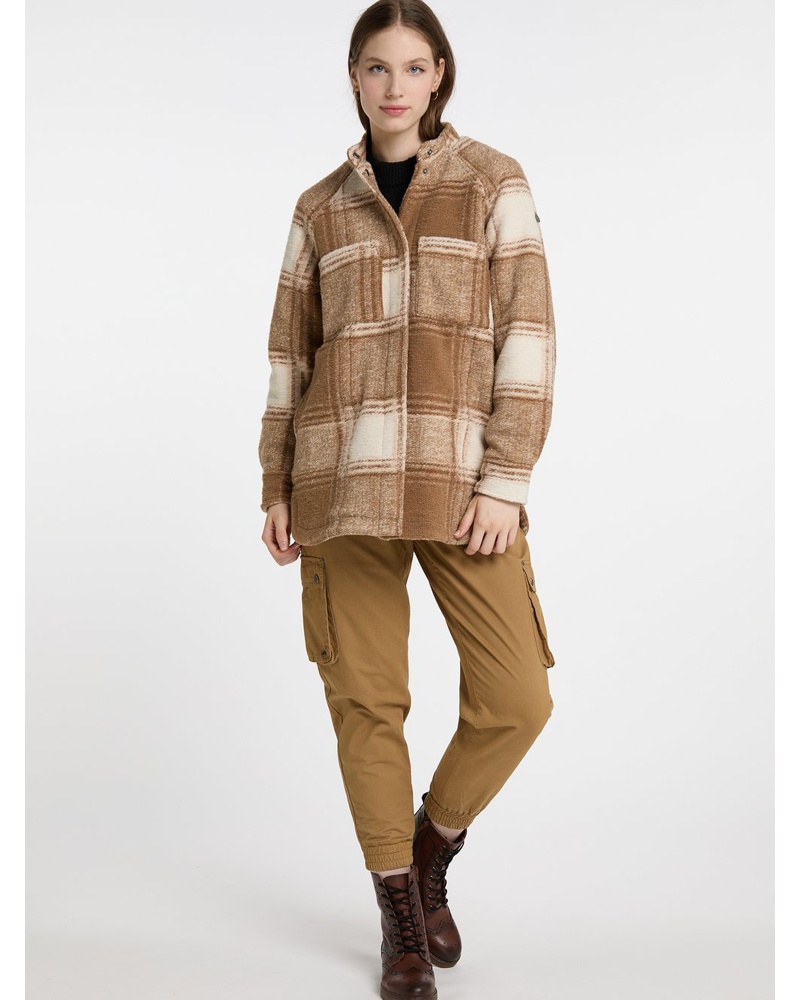 DreiMaster Damen Übergangsjacke aus Wollgemisch camel kariert