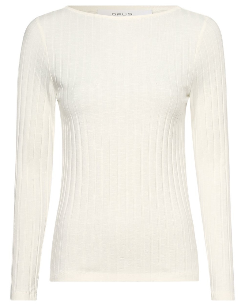 OPUS Damen Langarmshirt Baumwolle ecru
