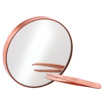 Rose Gold Mini Slant Tweezer and 10x Mirror