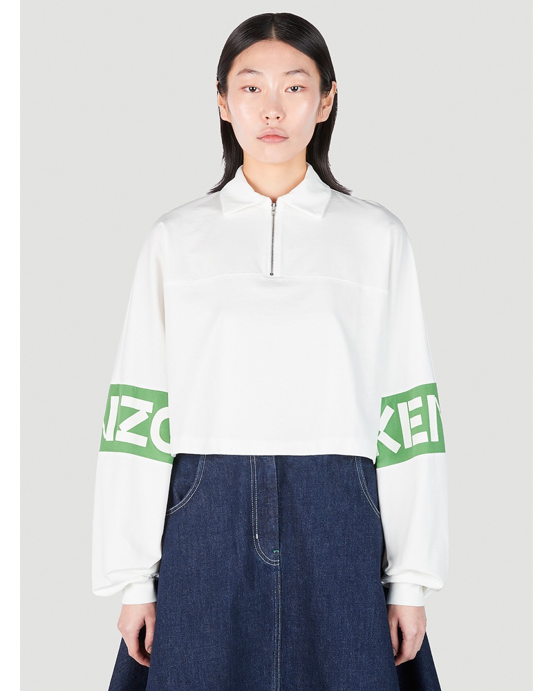 Kenzo Damen Kenzo Logo Print Polo Sweatshirt Frau T-shirts White L|Kenzo Logo Print Polo Sweatshirt Frau T-shirts White M|Kenzo Logo Print Polo Sweatshirt Frau T-shirts White S|Kenzo Logo Print Polo Sweatshirt Frau T-shirts White Xs
