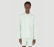 Tekla Classic Striped Sleep Shirt -  Hemden Green Xs