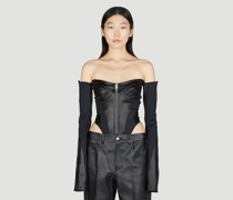 Leather Sculpted Bodysuit -  Tops