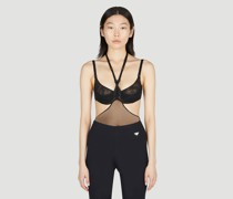 Strappy Cut Out Illusion Bodysuit -  Tops