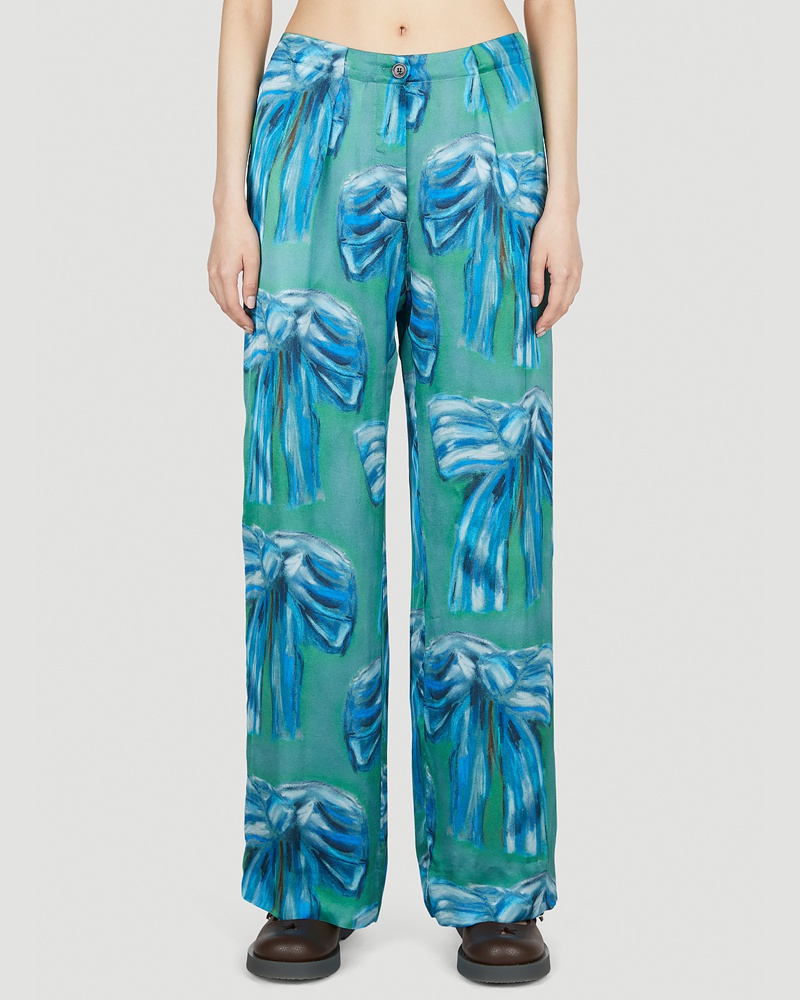 Acne Studios Damen Acne Studios Bow Print Pants Frau Hosen Green Fr 36|Acne Studios Bow Print Pants Frau Hosen Green Fr 38 Acne Studios Damen Acne Studios Bow Print Pants Frau Hosen Green Fr 36|Acne Studios Bow Print Pants Frau Hosen Green Fr 38