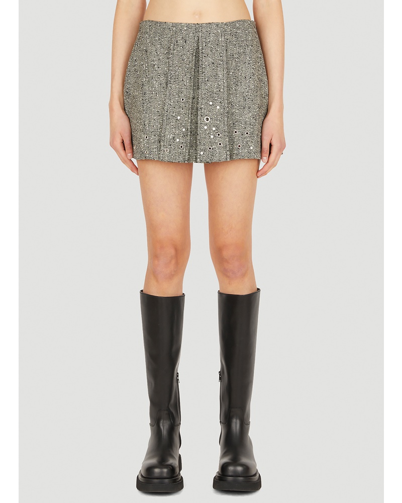 Durazzi Milano Damen Durazzi Milano Eyelet Pleated Mini Skirt Frau Röcke Grey It 38|Durazzi Milano Eyelet Pleated Mini Skirt Frau Röcke Grey It 42|Durazzi Milano Eyelet Pleated Mini Skirt Frau Röcke Grey It 40|Durazzi Milano Eyelet Pleated Mini Skirt Frau