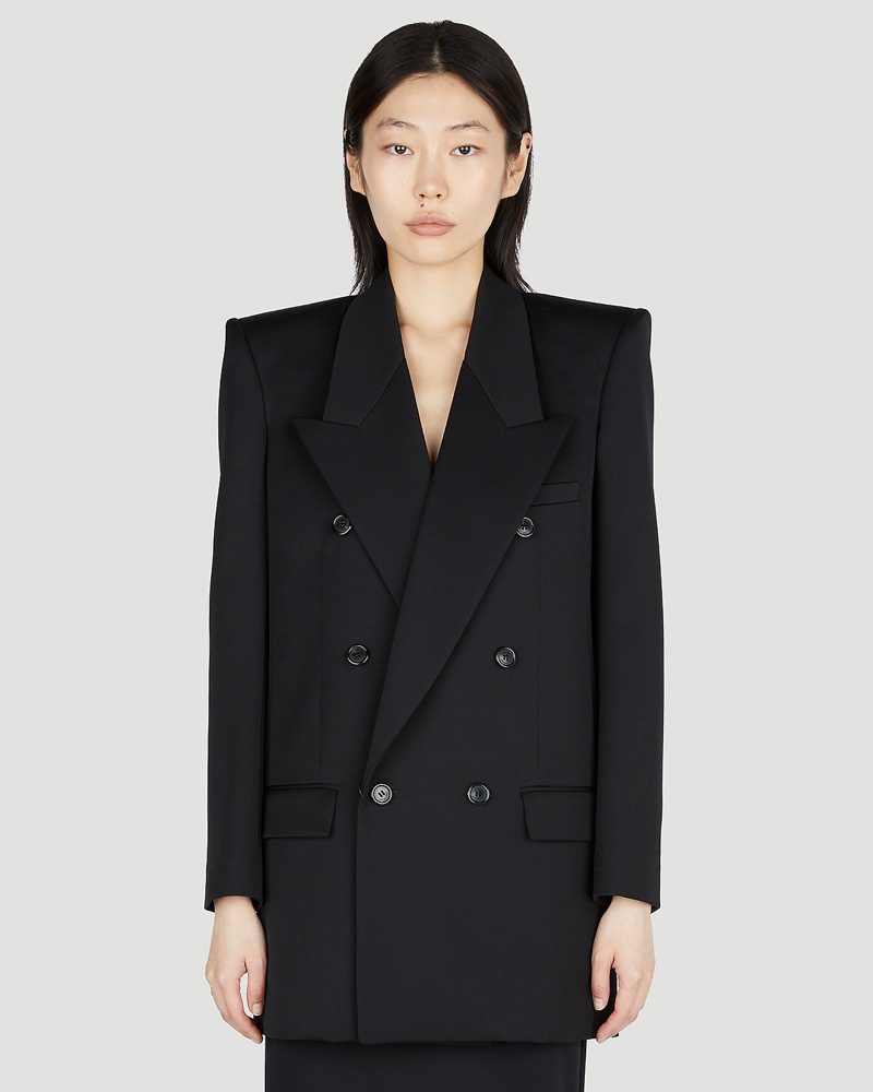 Saint Laurent Damen Saint Laurent Structured Double Breasted Blazer Frau Blazers Black Fr 38|Saint Laurent Structured Double Breasted Blazer Frau Blazers Black Fr 34|Saint Laurent Structured Double Breasted Blazer Frau Blazers Black Fr 36