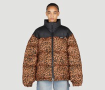 VETEMENTS Leopard Print Puffer Jacket - Frau Jacken Brown M