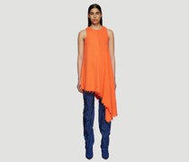 Asymmetric Ribbed Knit Tank Dress