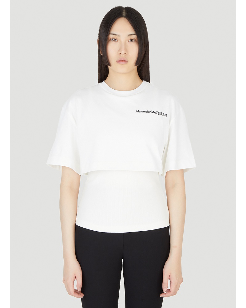 Alexander McQueen Damen Alexander McQueen Logo Print Layered T-shirt Frau T-shirts White It 44