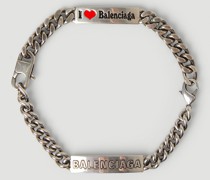 Balenciaga Logo Plate Bracelet -  Schmuck Silver S|Balenciaga Logo Plate Bracelet -  Schmuck Silver L