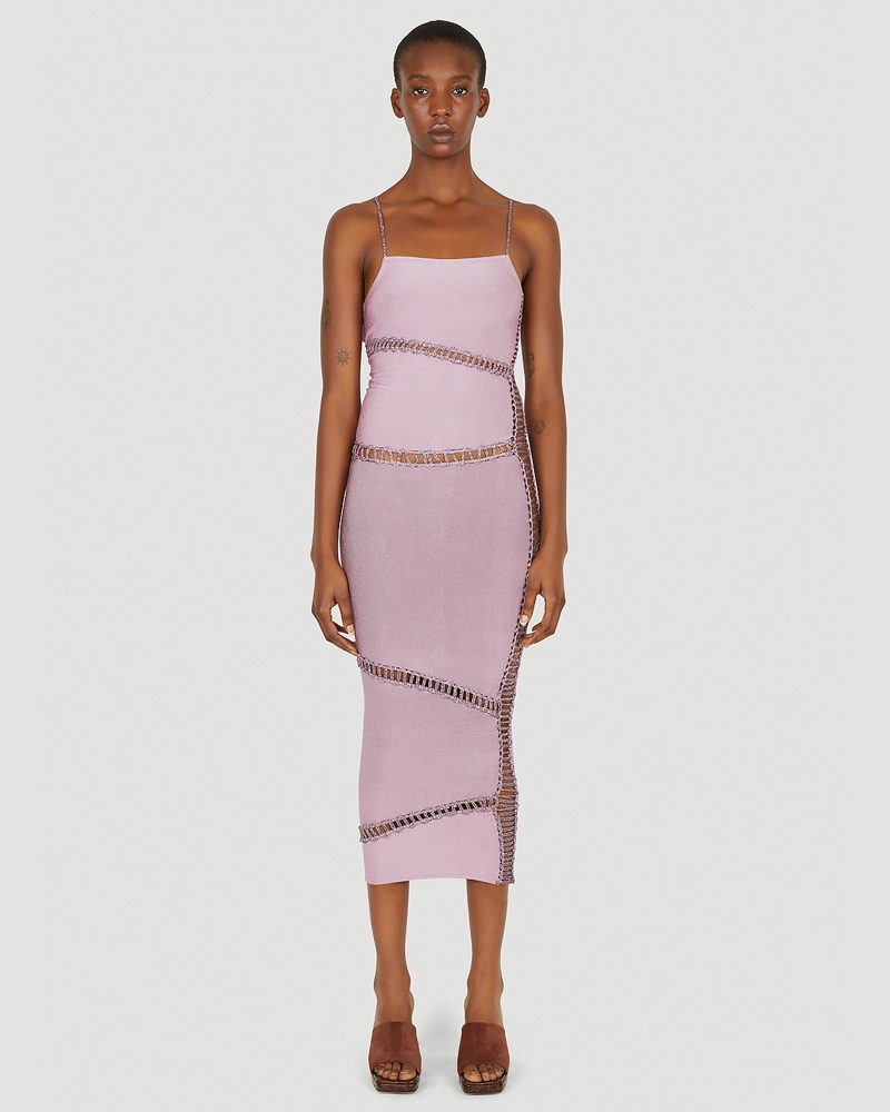 Isa Boulder Damen Isa Boulder Jigsaw Spaghetti Strap Dress Frau Kleider Lilac S|Isa Boulder Jigsaw Spaghetti Strap Dress Frau Kleider Lilac M|Isa Boulder Jigsaw Spaghetti Strap Dress Frau Kleider Lilac L|Isa Boulder Jigsaw Spaghetti Strap Dress Frau Kleid