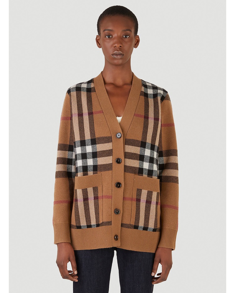 Burberry Damen Burberry Check Knit Cardigan Frau Strick Brown S|Burberry Check Knit Cardigan Frau Strick Brown M Burberry Damen Burberry Check Knit Cardigan Frau Strick Brown S|Burberry Check Knit Cardigan Frau Strick Brown M