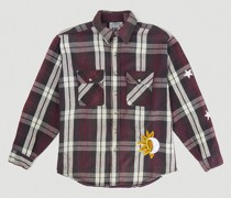 DRx FARMAxY FOR LN-CC Scalloped Flannel Shirt -  Hemden Burgundy M