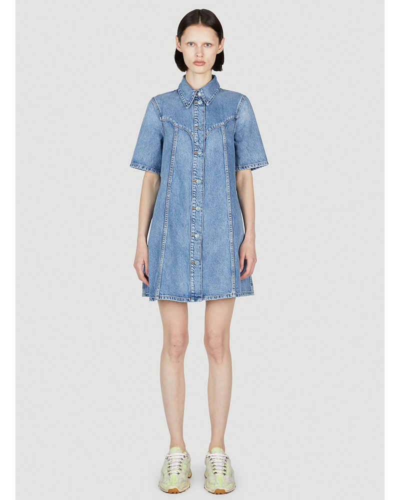 Ganni Damen GANNI Vintage Wash Mini Dress Frau Kleider Blue Eu 34|GANNI Vintage Wash Mini Dress Frau Kleider Blue Eu 38|GANNI Vintage Wash Mini Dress Frau Kleider Blue Eu 36|GANNI Vintage Wash Mini Dress Frau Kleider Blue Eu 40