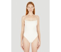Ziah Bandeau Fine Strap Swimsuit - Frau Bademode White Uk - 14