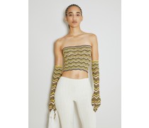 Wave Knit Bandeau Top With Glove Set -  Tops  L