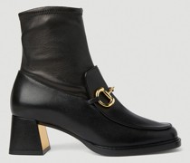 Horsebit Plaque Ankle Boots