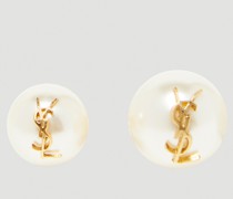 Saint Laurent Monogram Faux Pearl Earrings - Frau Schmuck White One Size