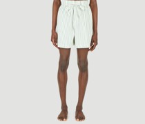 Tekla Drawstring Striped Sleep Shorts -  Shorts Green S|Tekla Drawstring Striped Sleep Shorts -  Shorts Green Xxs