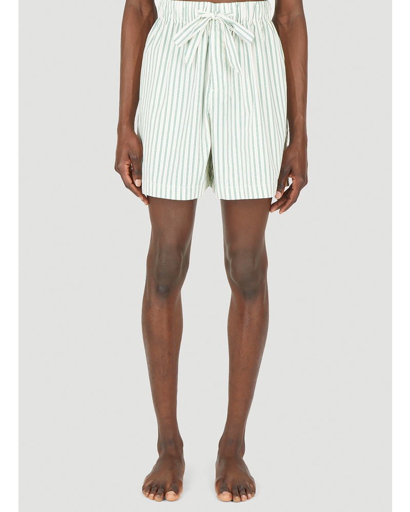 TEKLA Damen Tekla Drawstring Striped Sleep Shorts Shorts Green S|Tekla Drawstring Striped Sleep Shorts Shorts Green Xxs