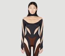Structured Cut Out Illusion Bodysuit -  Tops  Fr - 34