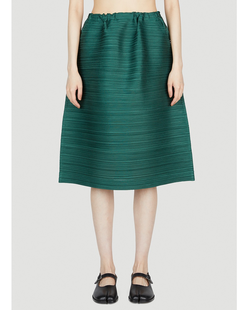 Issey Miyake Damen Pleats Please Issey Miyake Jacquard A-line Skirt Frau Röcke Green 5