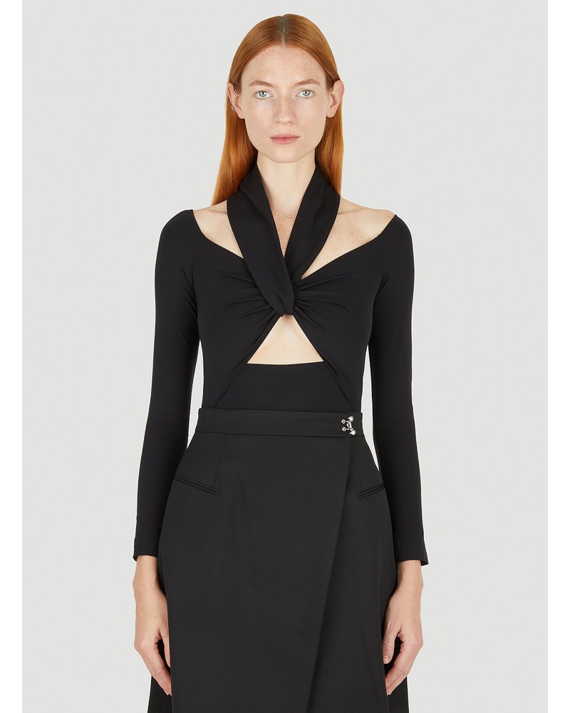 Alexander McQueen Damen Alexander McQueen Cut-out Jersey Bodysuit Frau Tops Black It 44|Alexander McQueen Cut-out Jersey Bodysuit Frau Tops Black It 42|Alexander McQueen Cut-out Jersey Bodysuit Frau Tops Black It 40