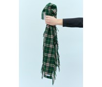 Check Cashmere Fringed Scarf
