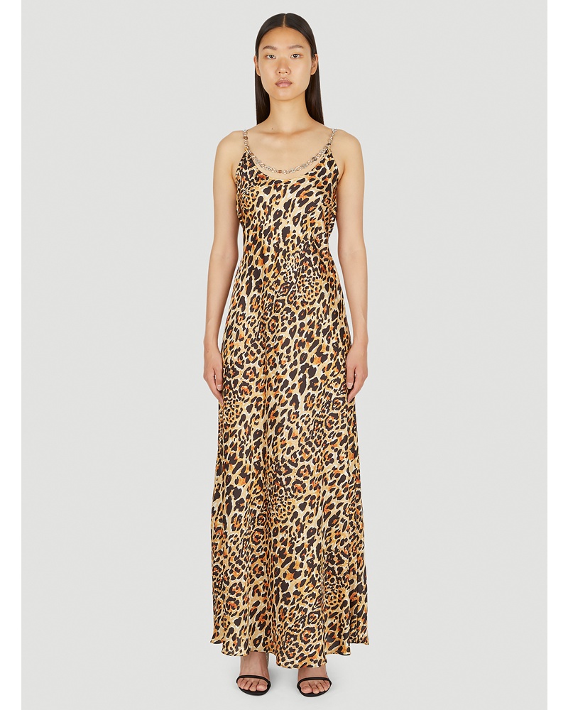 Paco Rabanne Damen Paco Rabanne Leopard Print Chain Dress Frau Kleider Brown Fr 34|Paco Rabanne Leopard Print Chain Dress Frau Kleider Brown Fr 38