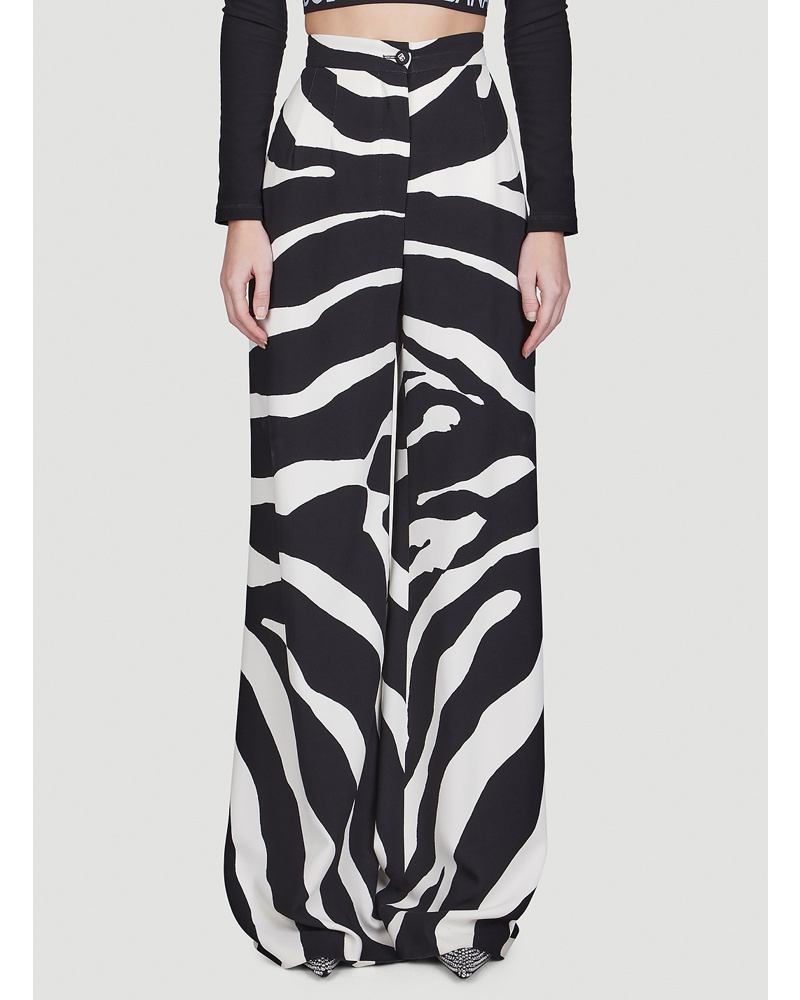 Dolce & Gabbana Damen Dolce & Gabbana Zebra Print Palazzo Pants Frau Hosen Black It 38|Dolce & Gabbana Zebra Print Palazzo Pants Frau Hosen Black It 40|Dolce & Gabbana Zebra Print Palazzo Pants Frau Hosen Black It 42