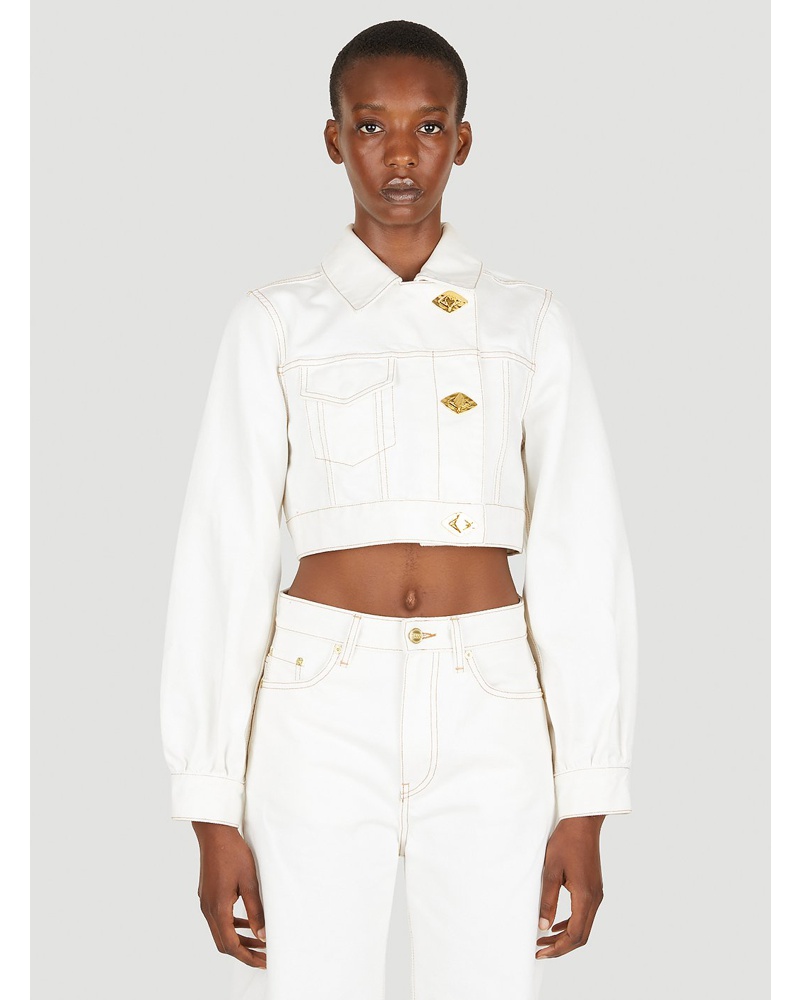 Ganni Damen GANNI Trucker Denim Jacket Frau Jacken White Eu 36|GANNI Trucker Denim Jacket Frau Jacken White Eu 38|GANNI Trucker Denim Jacket Frau Jacken White Eu 40|GANNI Trucker Denim Jacket Frau Jacken White Eu 34