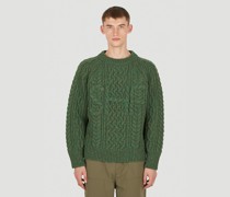 Sky High Farm Workwear Cable Knit Sweater -  Strick Dark Green S|Sky High Farm Workwear Cable Knit Sweater -  Strick Dark Green L|Sky High Farm Workwear Cable Knit Sweater -  Strick Dark Green M|Sky High Farm Workwear Cable Knit Sweater -  Strick Dark Green Xl