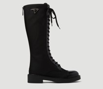Prada Re-nylon Knee-high Combat Boots - Frau Stiefel Black Eu - 41