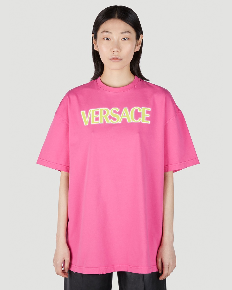 Versace Damen Versace Logo Print T-shirt Frau T-shirts Pink It 42|Versace Logo Print T-shirt Frau T-shirts Pink It 38|Versace Logo Print T-shirt Frau T-shirts Pink It 40