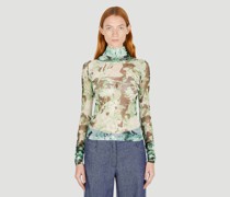 Graphic Mesh Long Sleeve Top -  Tops  Xs