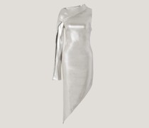 Laminated viscose petal-sleeve dress