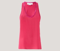 Sleeveless top with fringe embroidery