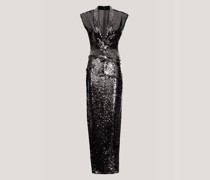 Evening gown with draped neckline